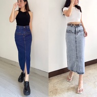 KHAVEE - ADELE DENIM SKIRT / Women's Maxi Jeans SKIRT / Korean Style Basic