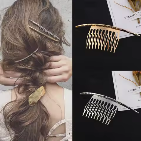 Metal Hair Side Combs French Hair Comb Straight Teeth Hair Clip Comb Twist Hair Comb Veil Comb Hair