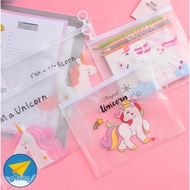 Cute Cartoon PVC Clear Pencil Case Unicorn Horse Pattern Holder School Supplies