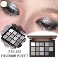 LOLLIPOP1 Smokey Black Eyeshadow Palette, 15 Colors Punk Cool Toned Eyeshadow Palette, Ins Waterproo