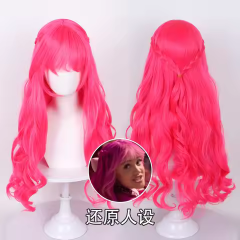 Descendants Pink Wig, Descendants 5 Wicked Wonderland Pink Braided Long Wavy Pre Styled Synthetic Co