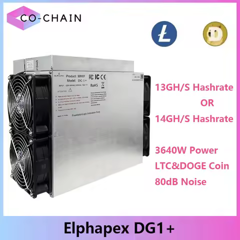 New Elphapex DG1+ 13GH/S 14GH/S With PSU Scrypt Miner Litecoin Dogecoin Miner LTC Doge Crypto Mining