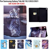 for Samsung Galaxy Tab A8 2022 Case 10.5 2021 SM-X200 SM-X205 X200 X205 Smart Cover Tablet Kids Painted PU Leather Flip Stand Casing