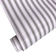 Yifely Grey & White Shelving Paper Easy to Use Stripes Shelf and Drawer Liner Removable Make Old Fur