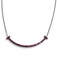全新 ▼ TIFFANY&Co. Tiffany T Smile小號 AU750 (WG) 粉紅色藍寶石項鍊白K金重 2.61 克 女士款 附原廠盒和防塵袋