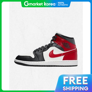 Nike | รองเท้าแอร์จอร์แดน 1 มิดรองเท้าผู้หญิงนัวร์ ไวท์ ยิม เรด BQ6472-160 รองเท้าผ้าใบสำหรับเล่นกีฬ