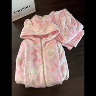 Thick Pink Suit Pajamas Warm Homewear Coral Miffy Rabbit Cartoon Sweet Outing Winter 2025 3HTF