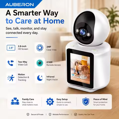 2MP Smart WiFi Indoor Camera with 2.8in Screen One Touch Video Call Auto Tracking Night Vision ICSEE