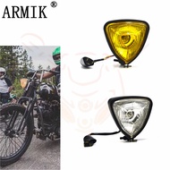 Motorcycle retro modified front headlight Triangular Metal Headlight Vintage Headlamp Old Harley Kin