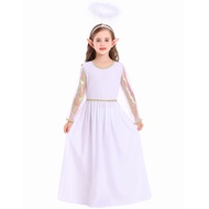 Holiday Elf Angel Children's Costume Girls White Angel Performance Costume cosplay Long Skirt