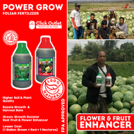 Power Grow Organic Foliar Fertilizer 1 Liter Complete Plant Food with Full Organic Supplement for Healthy Plant Growth Development Production Nitrogen Phosphorus Potassium Micronutrients Humic Acid Liquid Seaweed Growth Booster Fruit and Flower Enhancer