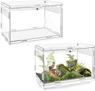 2 Sets Acrylic Clear Reptile Tank Accessories, Mini Spider Enclosure 7.9’’x4.8’’x4.8’’, Jumping Spid