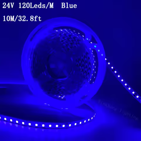 5m/10m 24V/12V 120Leds/M Smd2835 8mm Blue Light Home Indoor Decoration Led Strip Light, Cuttable Fle