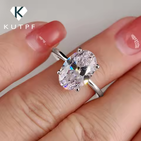 1/2/3 Carat Oval Cut Moissanite Engagement Rings for Women Certified 925 Sterling Silver Solitaire L