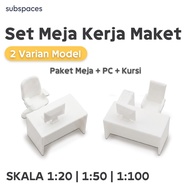 Work Desk Set Office Chair Model Office Furniture Model 1:50 1:20 office furniture model