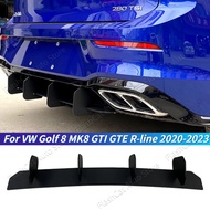 MK8 GTI 4 Fins Rear Bumper Diffuser Spoiler Side Splitters Racing Diffuseur Body Kit For VW Golf 8 M