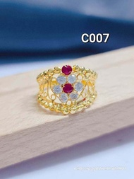 Wing Sing 916 Gold Flower Tiara Crown Ring / Cincin Emas 916 (C007)