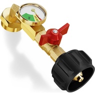 Propane Refill Adapter with Valve and Gauge, Fill 1 Pound Bottles from 20lb Tank, Fits QCC1 / Type1 