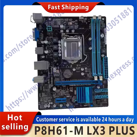 Used P8H61-M LX3 PLUS LGA 1155 motherboard 1155 DDR3 Core i7 2600K processor H61 VGA uATX 16GB PCI-E
