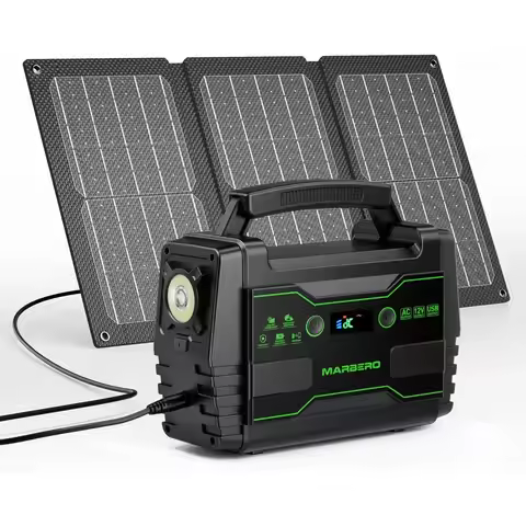 Generator 155Wh with 30W Solar Panel Portable Power Station with 2x 100W AC Outlets(Peak 150W), QC3.
