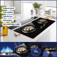 Warranty 3 years7KW Gas Stove Built-In Cooktop Gas Hob Embedded Dual Use Cooker Double-Burner Gas Furnace Rose Gold Clad Double Nine-Chamber Fierce Flame Cooker Gas Furnace Double Fierce 4.5Kw+7.0Kw With Flame Failure Protection