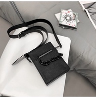 MNO.9 PU Bag Crossbody  6936 กระเป๋าเเฟชั่น กระเป๋าสะพาย กระเป๋าวินเทจ มีใส่ของสองช่อง ใส่ได้ทั้งชายและหญิง