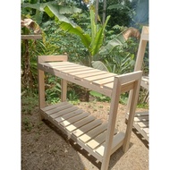 2-tier shoe rack multi-purpose wooden sandal rack, size 25x60x50cm