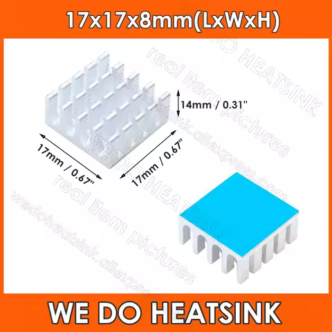 17x17x8mm Silver Small Tiny Heatsink Radiator Heat Sink for CPU GPU VGA RAM VRAM VRM IC Module PCB w