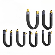 Thunderbolt 5 Compatible Flat Type-C Cable Male to Male 240W Fast Charge Flexible Angled for Monitor