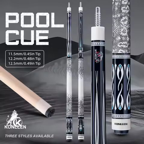 KONLLEN Wild Dragon Pool Cue with Leather Wrap Handle Stick and Maple Shaft 3/8x8 Pin Joint Kit for 