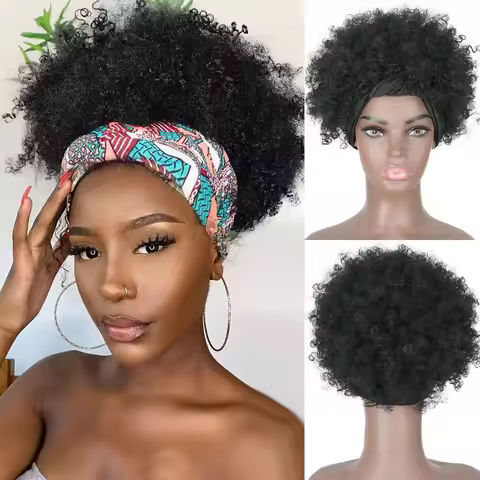 Kinky Curly Wig Black Headband Wigs for Women Short Hair Afro Headband Wig Curly Natural Afro synthe
