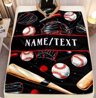 Free Customization for Christmas Gifts – Stylish Baseball-Themed Flannel Blanket, Multiple Sizes (60