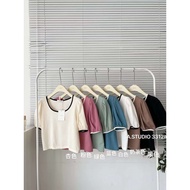 Puff sleeve crop top pullover (3036)