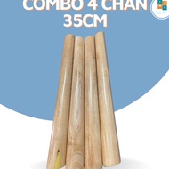 Combo of 4 wooden legs 35cm long, used as sofa legs, cabinet legs...FREE iron pad when buying feet