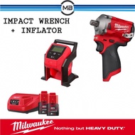 Milwaukee M12 FIWF12-302 1/2 Stubby Impact Wrench + M12 BI-0 Sub Compact Inflator + Jobsite cooler bag RM200++