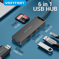 Vention 6 in 1 USB 3.0 Hub USB to USB 3.0 Micro USB Power TF SD Card Reader Adapter for PC Laptop Hard Drive Memory Card U disk Keyboard Mouse USB Hub