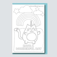 Coloring cards to congratulate birthdays, women March 8 and October 20 - Greenwood card CL05-AT