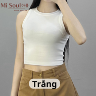 Áo Ba Lỗ Croptop Nữ Dáng Ôm Body MisoulÁo Croptop Nữ Ba Lỗ Chất Cotton Bozip Thoáng Mát FreeSize 187