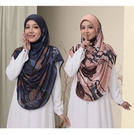 Tudung Sarung Pleated bercorak printed bidang 60 kedut bahu