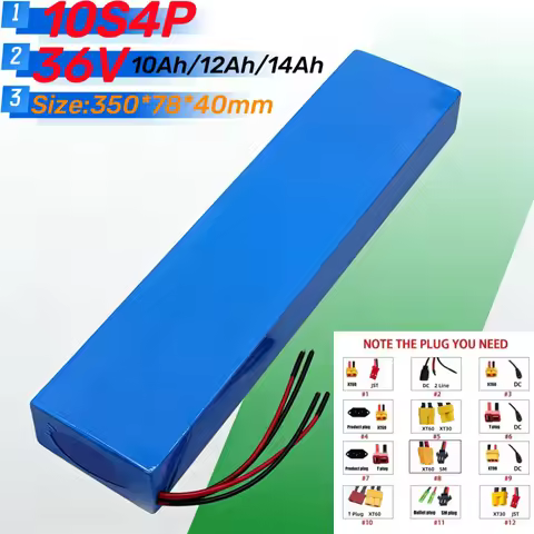 36V 8Ah10Ah12Ah14Ah 10S4P Rechargeable Lithium Battery Pack with Built-in BMS,for 250W-500W Built-in