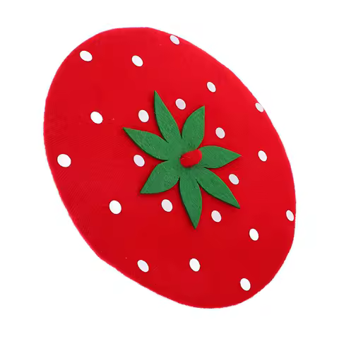 Strawberry Beret Wool Blend Party Hat Kids Toddler Fruit Kawaii Decorative Fashionable Adorable Bow 