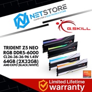 G.SKILL TRIDENT Z5 NEO RGB DDR5-6000 CL26-36-36-96 1.45V 64GB (2X32GB) AMD EXPO (BLACK/WHITE)