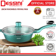 DESSINI ITALY 28CM Rhombus Frying Pan Die Cast Aluminium Non Stick Pot Bowl Wok Casserole Cookware T