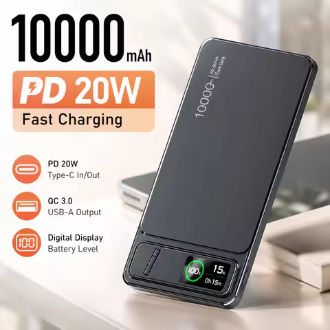 10000mAh Magnetic Power Bank PD20W Portable Charger Wireless External Battery for iPhone Samsung Sli