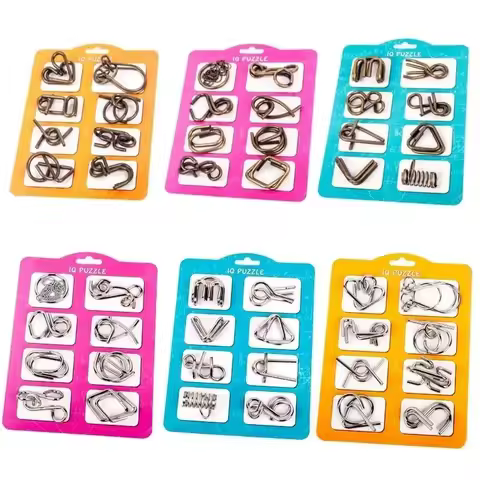 8Pcs/Set Metal Puzzle Wire IQ Mind Brain Teaser Puzzles Children Adults Interactive Game Reliever Ed