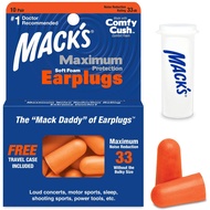 10 Pairs NRR 33 dB maximum Mack's ear plug 33 Decibels Free 1 Storage Bottle Foam Earplugs Genuine 1