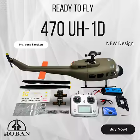 Roban 470 Size RTF UH-1D Army Green/Yellow RC GPS Helicopter X2 Flight control System