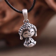 ZZOOI Real S990 Silver Men Women Lotus Buddha Pendant Retro Fashion Silver Lotus Necklace Pendant Je