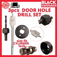 Black Hardware Hole Saw Wood Drill Bit Hole Kit Tebuk Panabuk Lubang Mata Drill Kayu Bulat Tebuk Pintu Door Lock Install