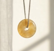 【願‧平安】冰種黃翡翡翠平安扣項鍊 | 天然緬甸玉翡翠A貨 |送禮